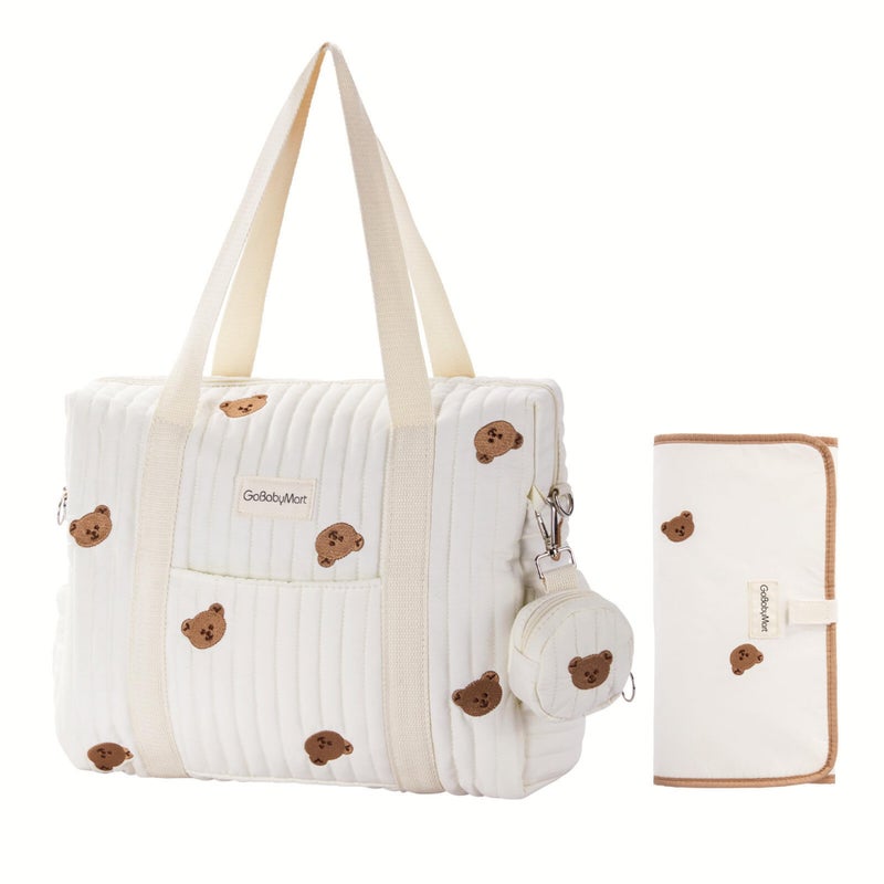 GOBABYMART Large Diaper Bag Tote  Maternity Travel diaper tote  Multifunction baby bag  Baby Nappy Bags  Messenger bag (Medium - Bears) - Image 1